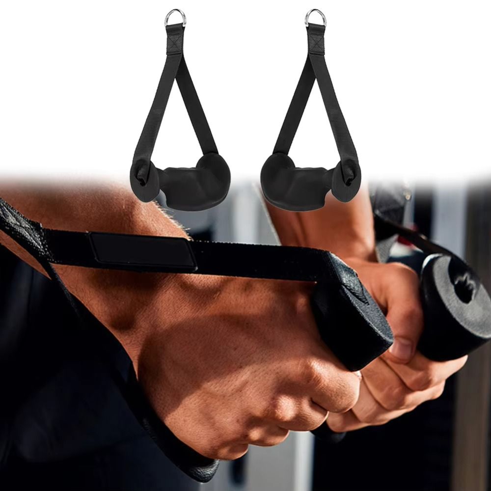 1 Pair Ergonomic Fitness Pull Rope Fits The Palm Rubber Grip Gantry Pull Rope Professional Anti-Slippery Gym Equipment Pull Rope