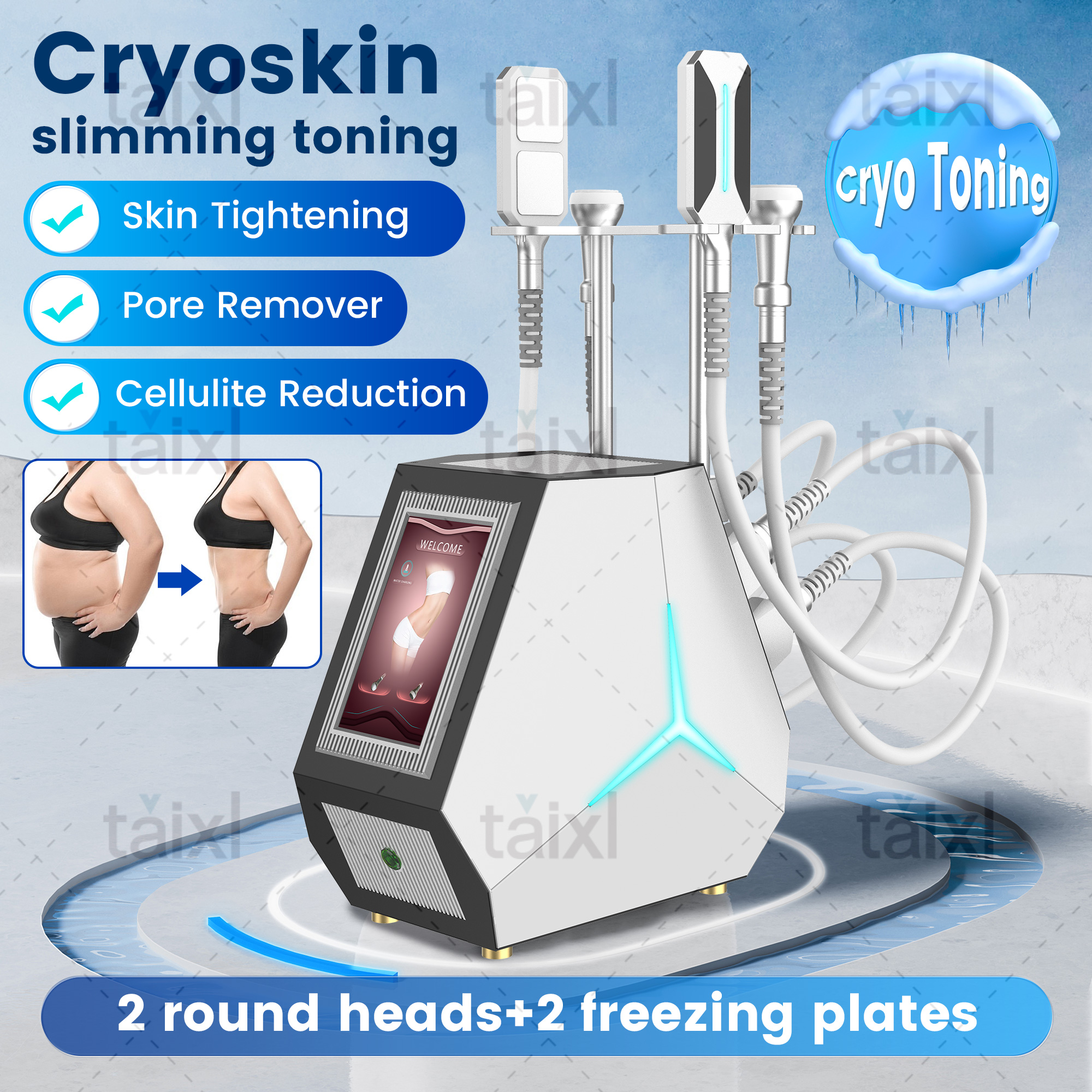 Portable Body Contouring Cryo Fat Freezing Slimming Machine Salon Used Cooling Device Weight Loss Machine Pro Cryolipolysis.