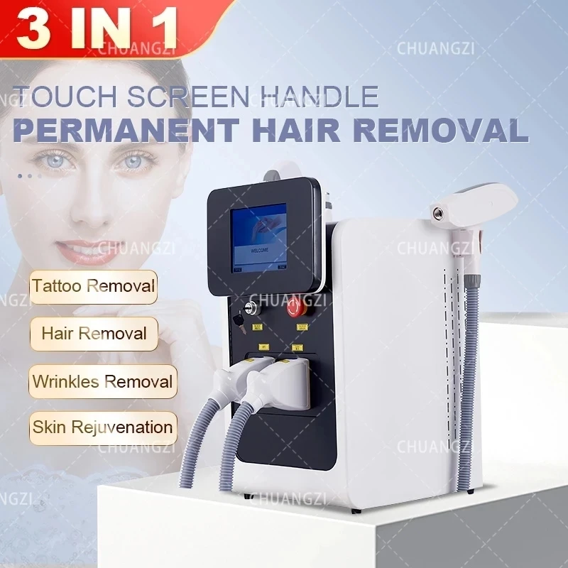 3 in 1 OPT Laser E-light IPL Nd Yag Hair Remove Pigment Tattoo Removal Machine Wrinkle Picosecond Skin Rejuvenation Vascular