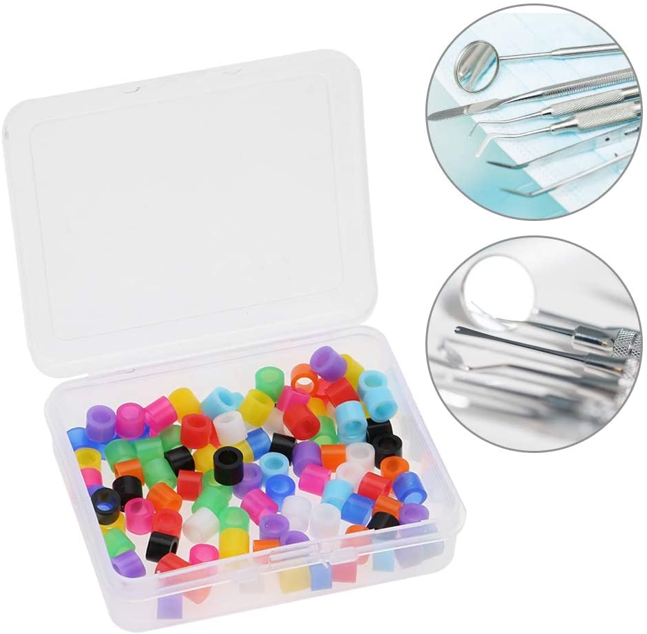 100Pcs Dental Universal Ring Dental Universal Silicone Rubber Ring Distinguish Code Ring Autoclavable