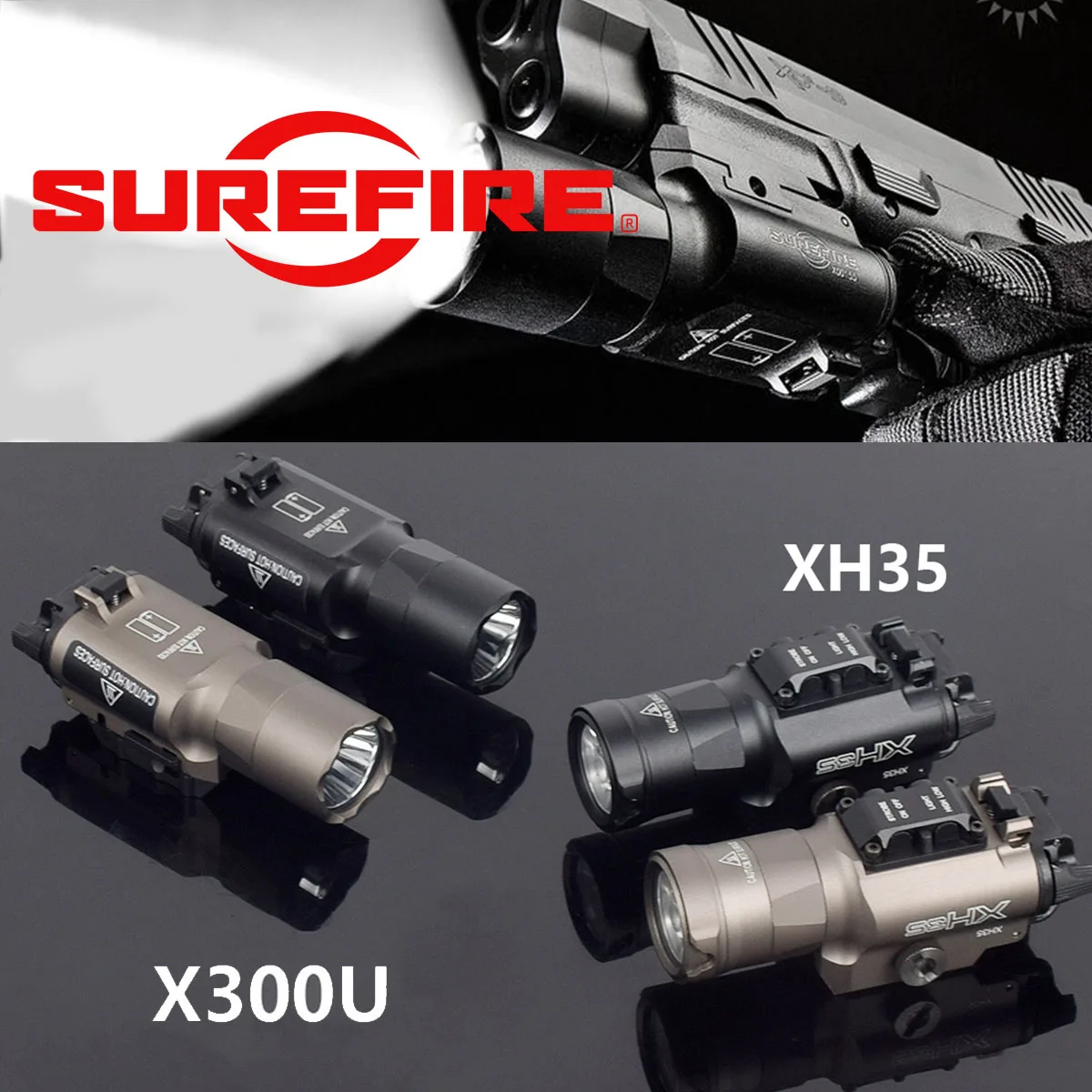 Tactical Surefir SF X300 Ultra XH35 XH15 Pistol Scout Light GLOCK Lamp Gun Outdoor Strobe LED Weapon Flashlight Lanterna Torch