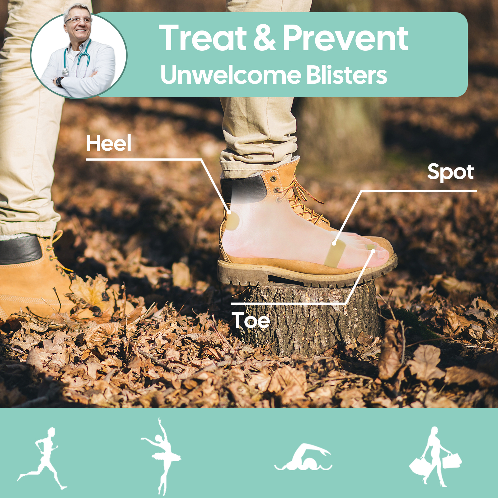 5Pcs Sumifun Feet Corns Foot Blister Anti-Abrasion Patch High Heels Grinding Feet Sticker Hydrogel Protective Pad Outdoor Sport