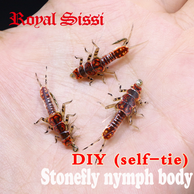 New 30pcs/set stonefly nymph rubber body and nymph hooks combo synthetic fly tying materials fly fishing artificial nymph flies