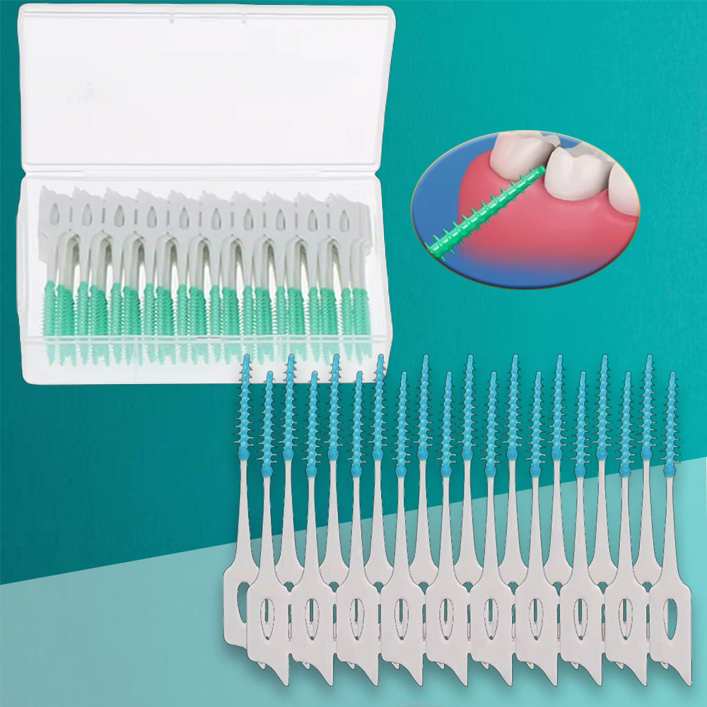 40Pcs Interdental Brush Orthodontic Cleaning Brush for Teeth Gaps Oral Care Soft Silicone Head Dental Hygiene Tool