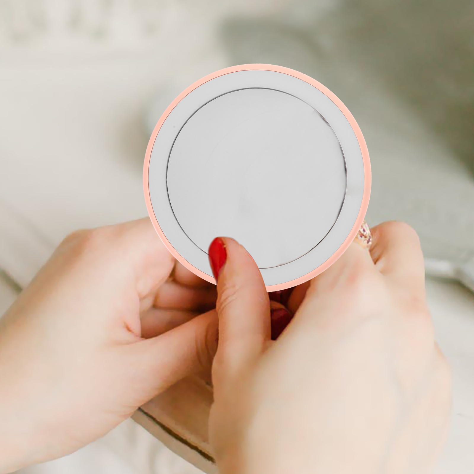 LED Makeup USB Rechargeable Compact Handheld Travel Mirror Compact Pocket Travel Vanity Small Small Hand Mirror Portable