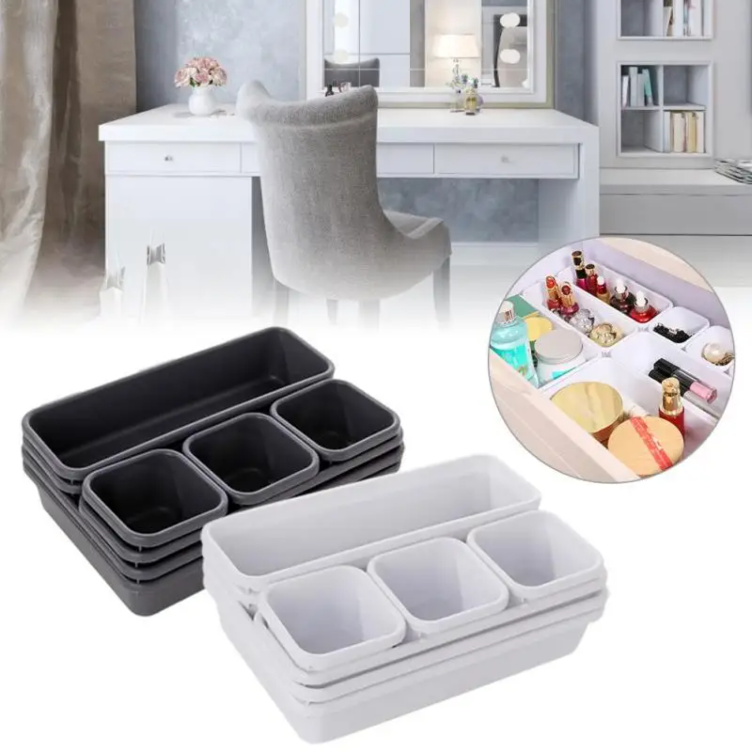 Box Plastic Boxes Multifunctional Divided  Box Plastic Makeup Organizer Desk Drawer  Tray Bedroom