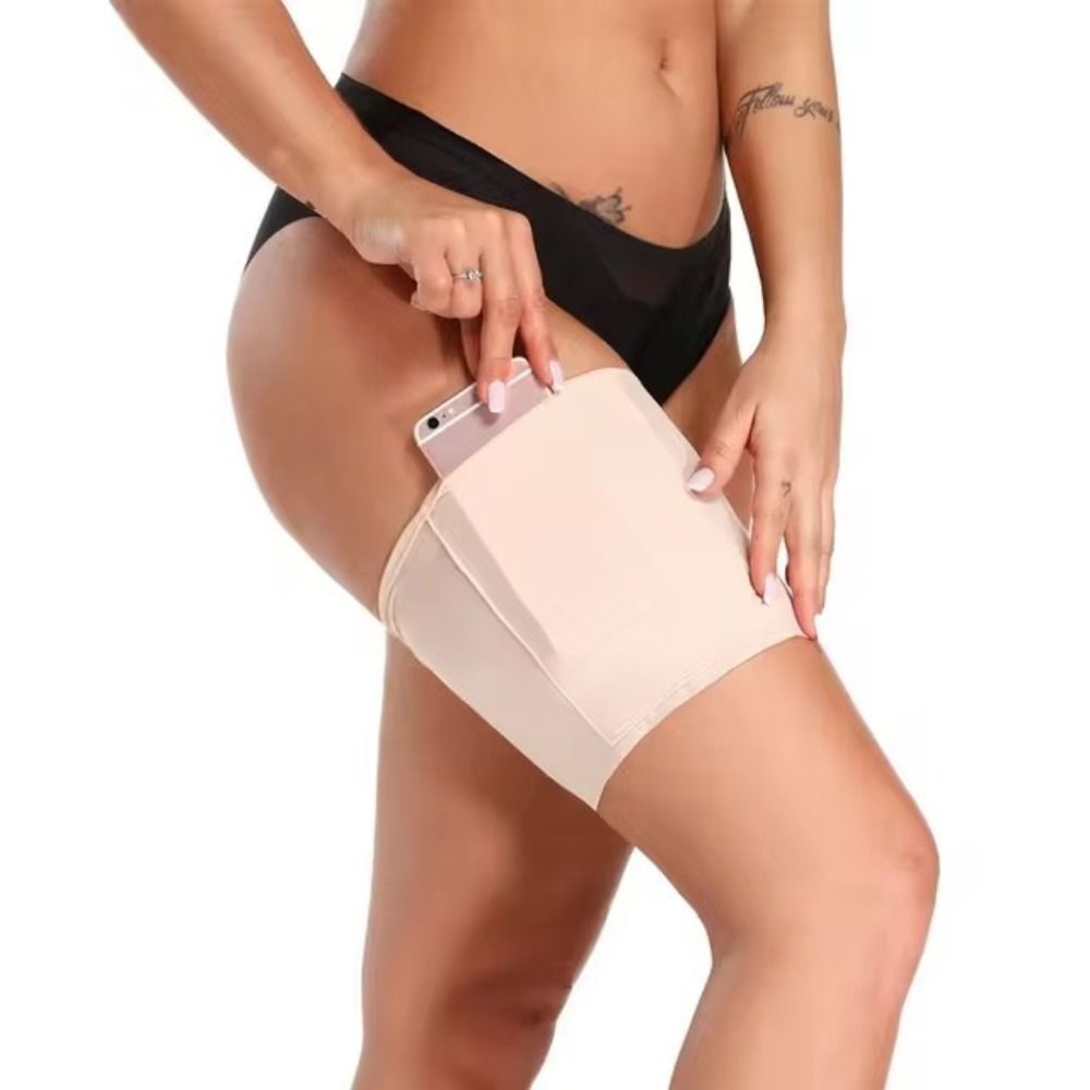 High Stretch Pocket Thigh Bands Leg Sleeves Non-Slip Invisible Thigh Strap Silicon Tape Anti Chafing Leg Phone Poket Leg Warmth