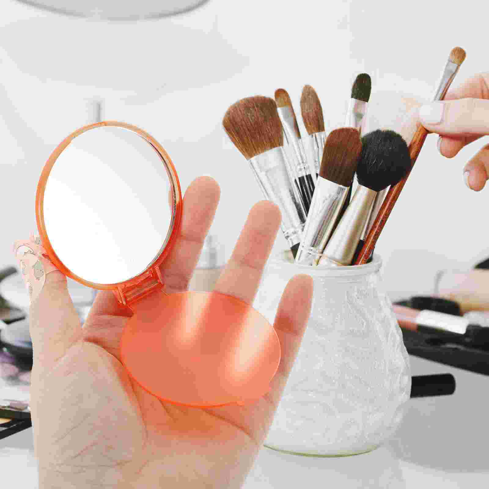 24 Pcs Wallet for Girls Pocket Mirror Foldable Round Makeup Hand Gift Chocolate Student