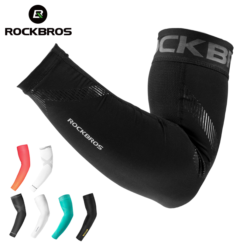ROCKBROS Ice Fabric Cycling Arm Sleeve Warmers Basketball Sleeve Running Arm Sleeve Bicycle Arm warmers Camping Summer Sports