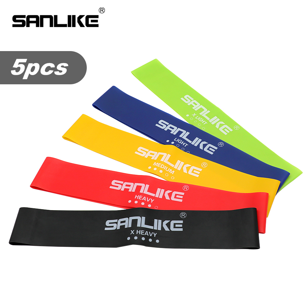 SANLIKE 5 Stretch Bands Set Exercise Resistance Band Loops Fitness Exercise Stretch Exercise Accessory with Carrying Bag