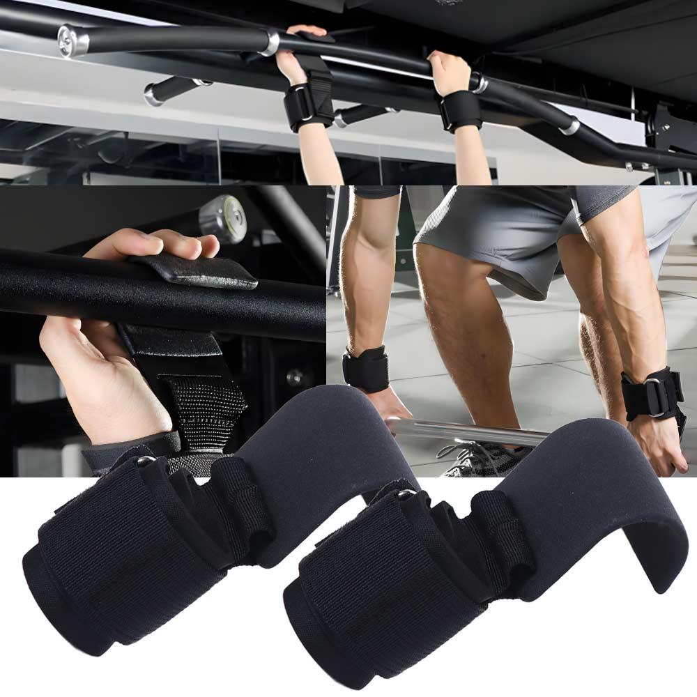 1 PC/Pair Pull-up Weight Lifting Grip Hook Non-Slip Adjustable Auxiliary Power Wrist Guard Black With Hook