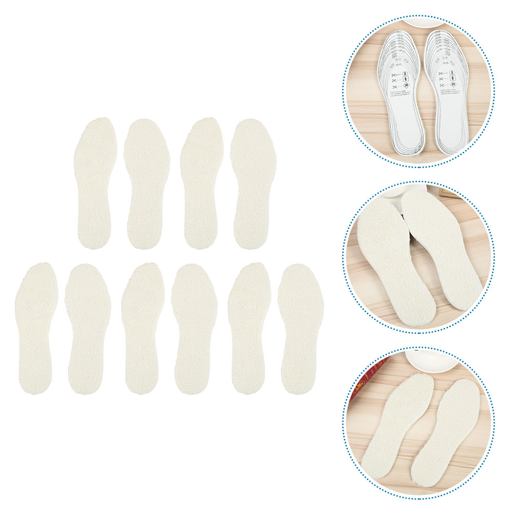 Warm Wool Felt Insoles White Foot Pads for Women Lightweight Portable EVA Material Durable Winter Shoe Accessories