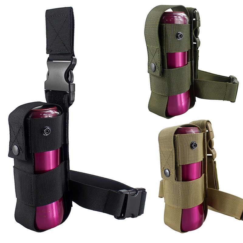 Tactical Drop Leg Pepper Spray Holder Fits MK9 Water Bottle Holster Adjustable Thigh Water Sleeve Bag Bottle Holder Open Top