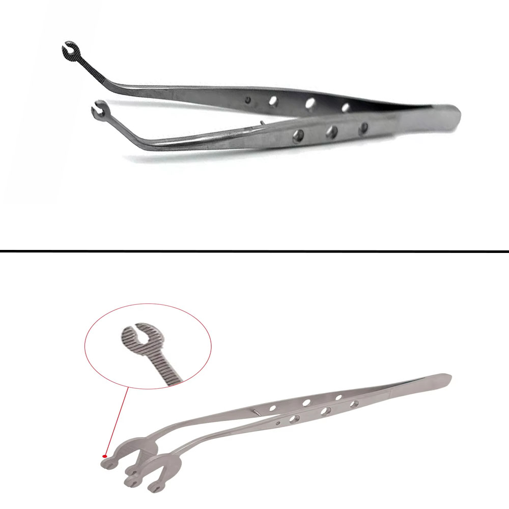 Dental Surgical Suture Tweezers Single Double Hole Serrated Tip Stitching Dressing Forceps Precision Tool