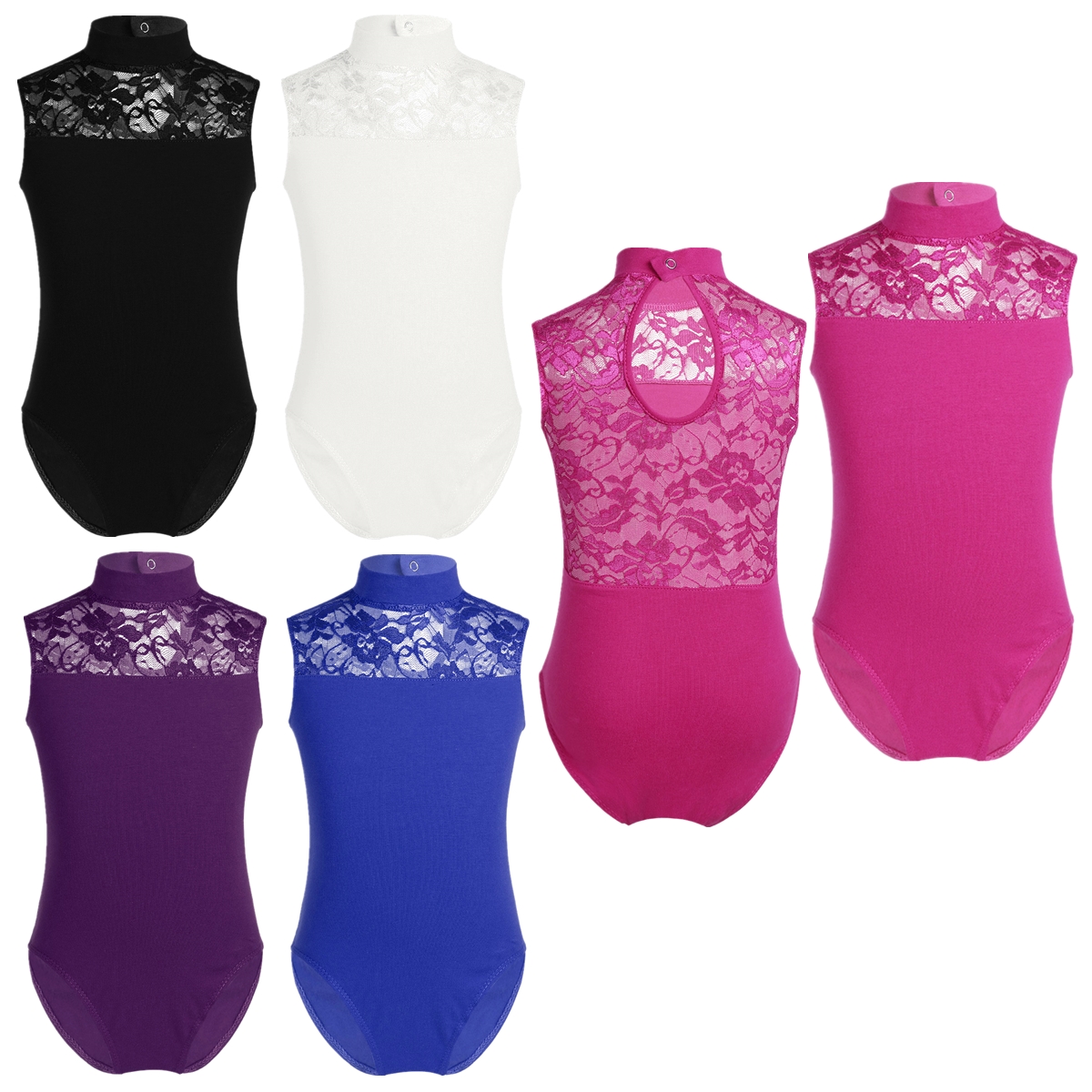 Kids Girls Sleeveless Lace Ballet Dance Leotards Gymnastics Jumpsuit For Girls Ballet Tutu Turnpakje Childrens Skating Bodysuit