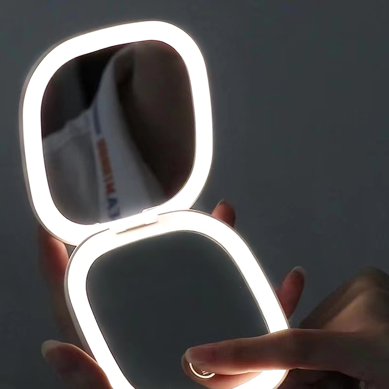 Mini Led Lights 5X/10X Magnifying Folding Makeup Mirror Portable Compact Pocket Travel Aesthetic Vanity Mirrors Make Up Tools