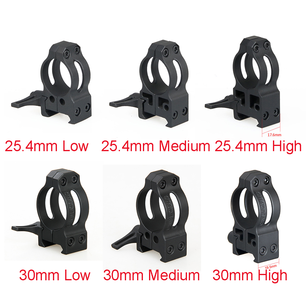 PPT Tactical 2PCS/Set Steel Quick Release Low Medium High Profile Mount 25.4mm 30mm Diameter Hunting Scope Ring for Outdoor