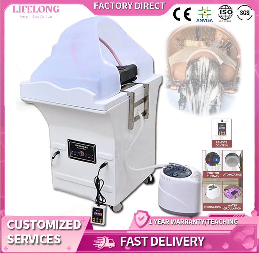 New Mobile Water Tank Shampoo Basin with Thermostatic Water Circulation Spa Equipment for Salon Hair Therapy Storage Device