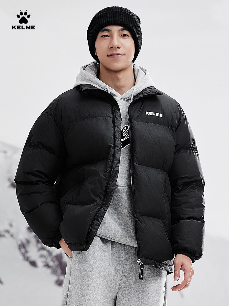 Kelme Cotton Jacket Men's 2024 Winter Festival Stand Collar Warm Bread Jacket Women's Short Cotton Jacket Outdoor Windproof