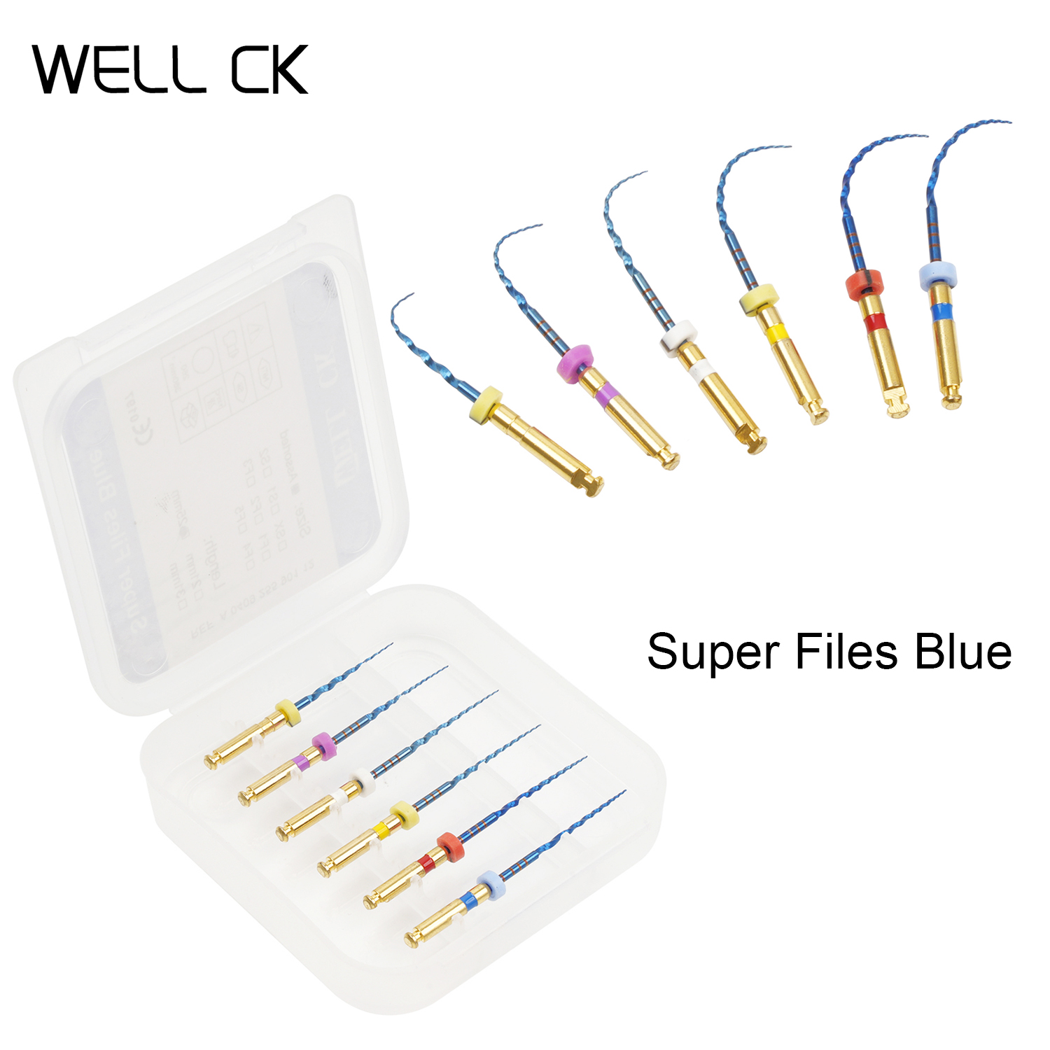 6Pcs/Box 19/21/25MM Dental Root Canal File Super Files Blue Root Canal Rotary Nitinol File Endodontic Material Heat Actication