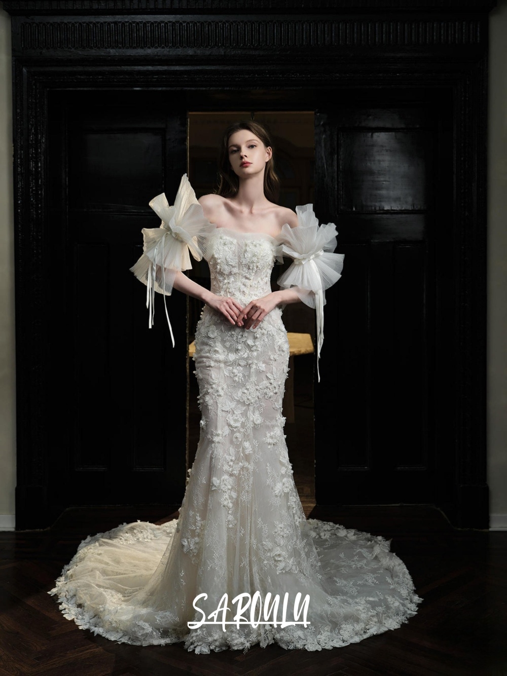 Exclusive Strapless Wedding Dress Detachable Sleeves Graceful Appliques Mermaid Customized Bridal Gown Charming Women Bride Wear