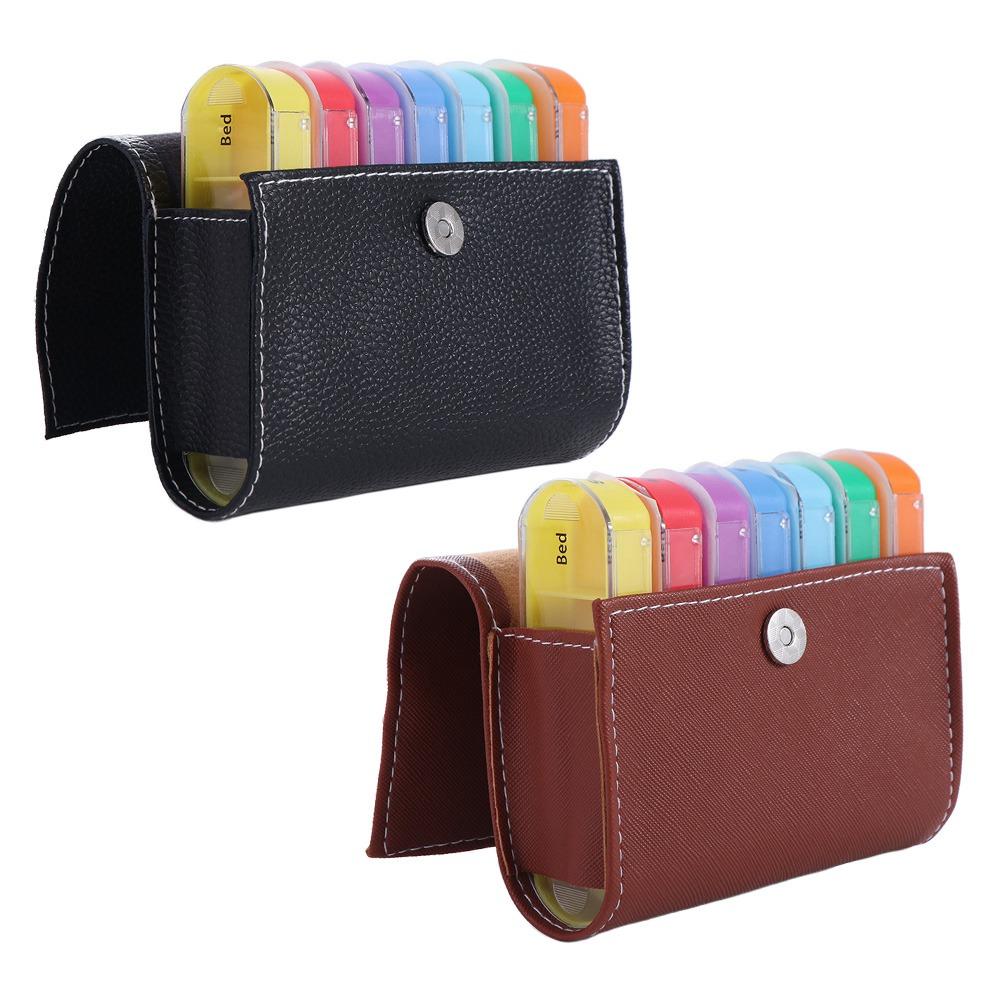 PU Carrying Case Weekly Pill Organizer Box Week Mark Drug Container 28-Grid Vitamin Storage Dust-proof Portable
