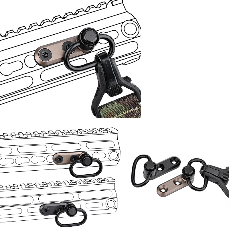 WADSN Tactical NSR Quick Detach GBB Buckle Sling Swivel Mount for 20mm Picatinny M-LOK KEYWOOD Rail - Metal Hunting Accessory