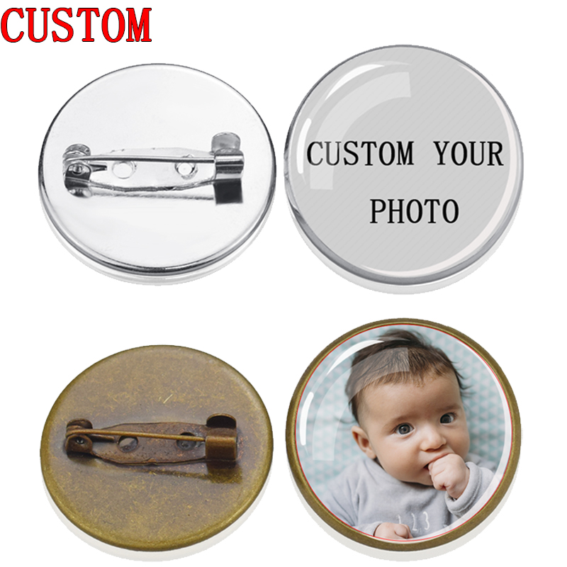 Round Picture Custom Brooch Creative Glass Cabochon  Breastpin Photo Custom Brooch Glass Badge Gifts for Friends, Family
