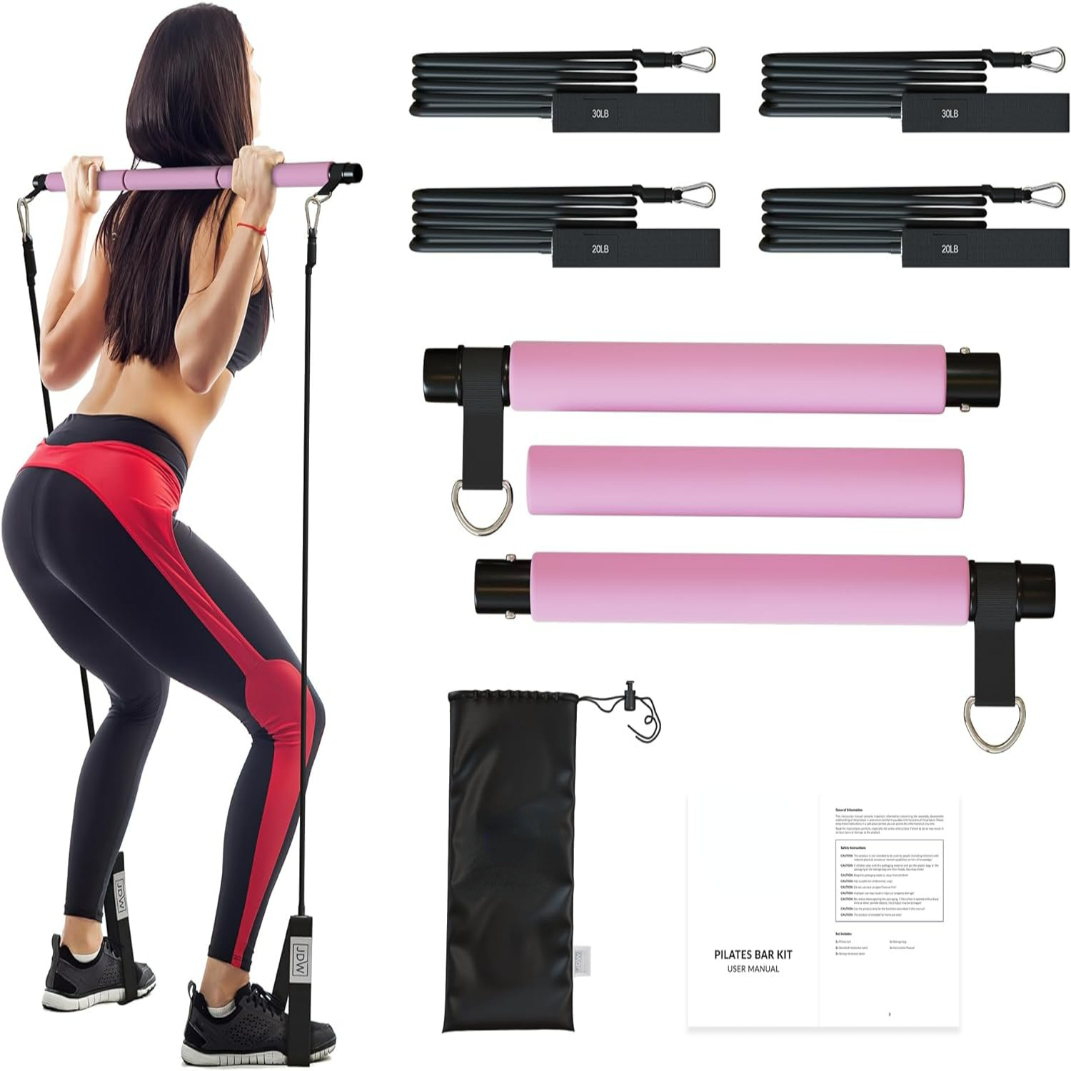 Top-Quality High-Intensity Pilates Kit for a Full-Body Workout | Includes 2 Strong and 2 Standard Resistance Bands | Complete wi