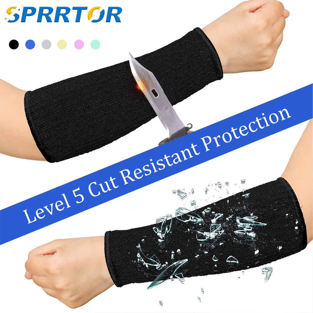 1Pair Level 5 HPPE Cut Arm Sleeve,Cut Resistant Thumb Protector Sleeves,Resistant  Anti-Puncture Work Protection Arm Sleeve
