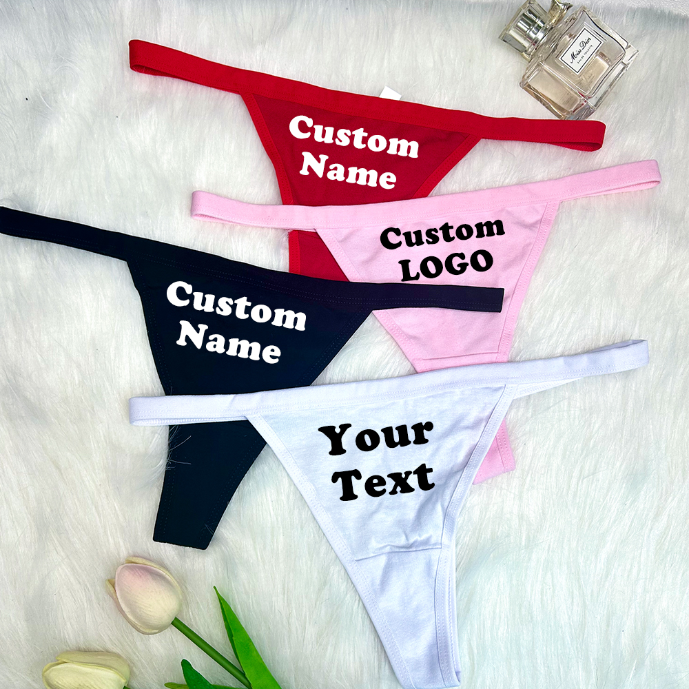 Custom Thong Tanga NameCustomized Your Name Women Sexy Cotton G-String Panties Panty BRIEFS Girl Birthday Valentine Day Gift