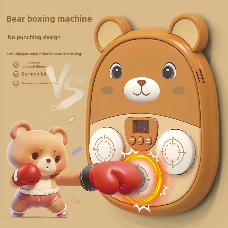 Cartoon Animal Boxing Machine Boxing Device Intelligent Music Children's Home Electronic Boxing Wall Target With Gloves For Kids