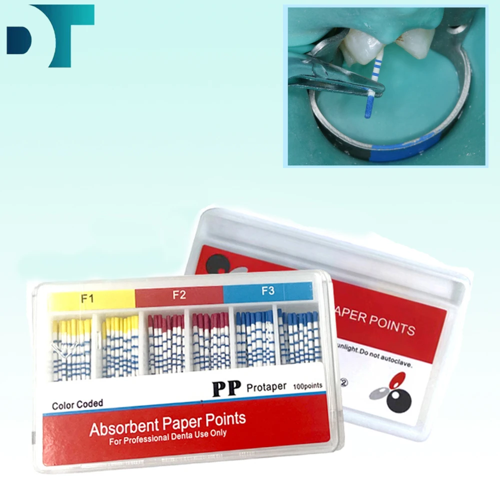 Dental Endodontics Paper Tips Cone Disposable Guttahanger Taper F1 F2 F3 Absorbent Fiber Poles Points Mark Dental Materials