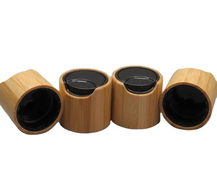 Bamboo Disc Cap Black/White Press Plastic Bottle Lids Makeup Toner Pure Dew Wooden Screw Bamboo Screw Top Lid Bottle Cap Bamboo