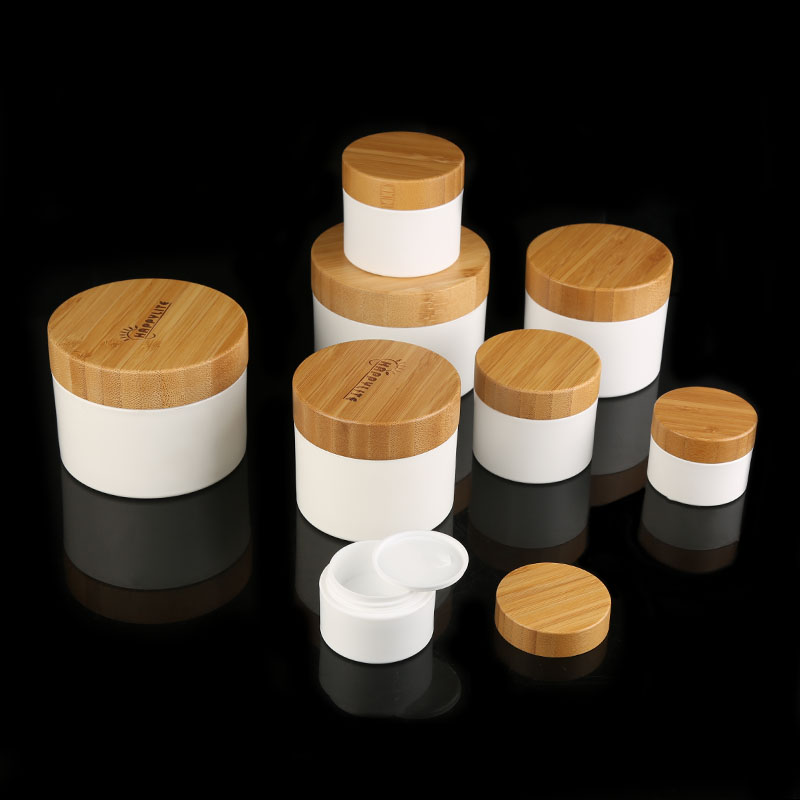 Plastic Cream Jar Cosmetic Containers Pot Lip Balm Jar Tin Bamboo Plastic Container Bamboo Cosmetic Cream Jars for Hair Cream