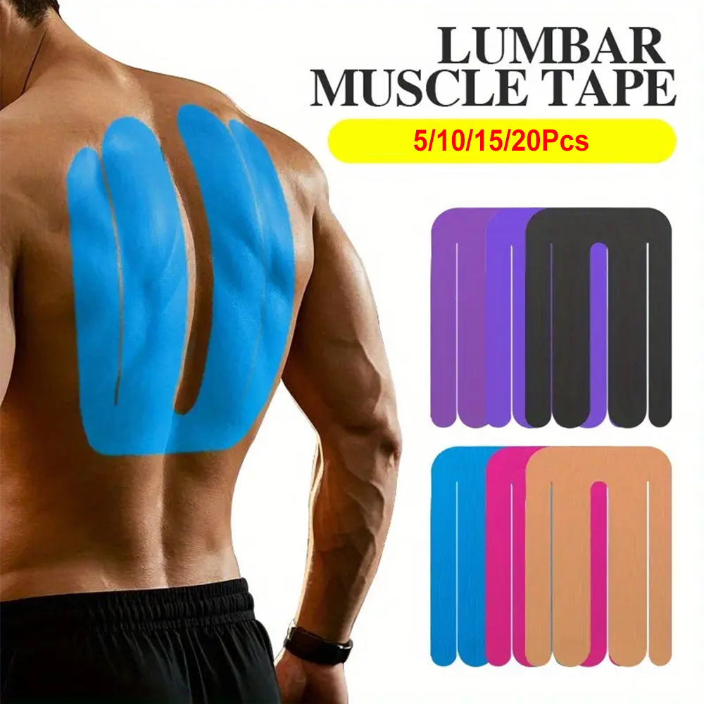 5/10/15/20PCS Pre-Cut Kinesiology Tape for Lower Back Pain & Support - for Athletes, Sports Chiropractors, Waist Support