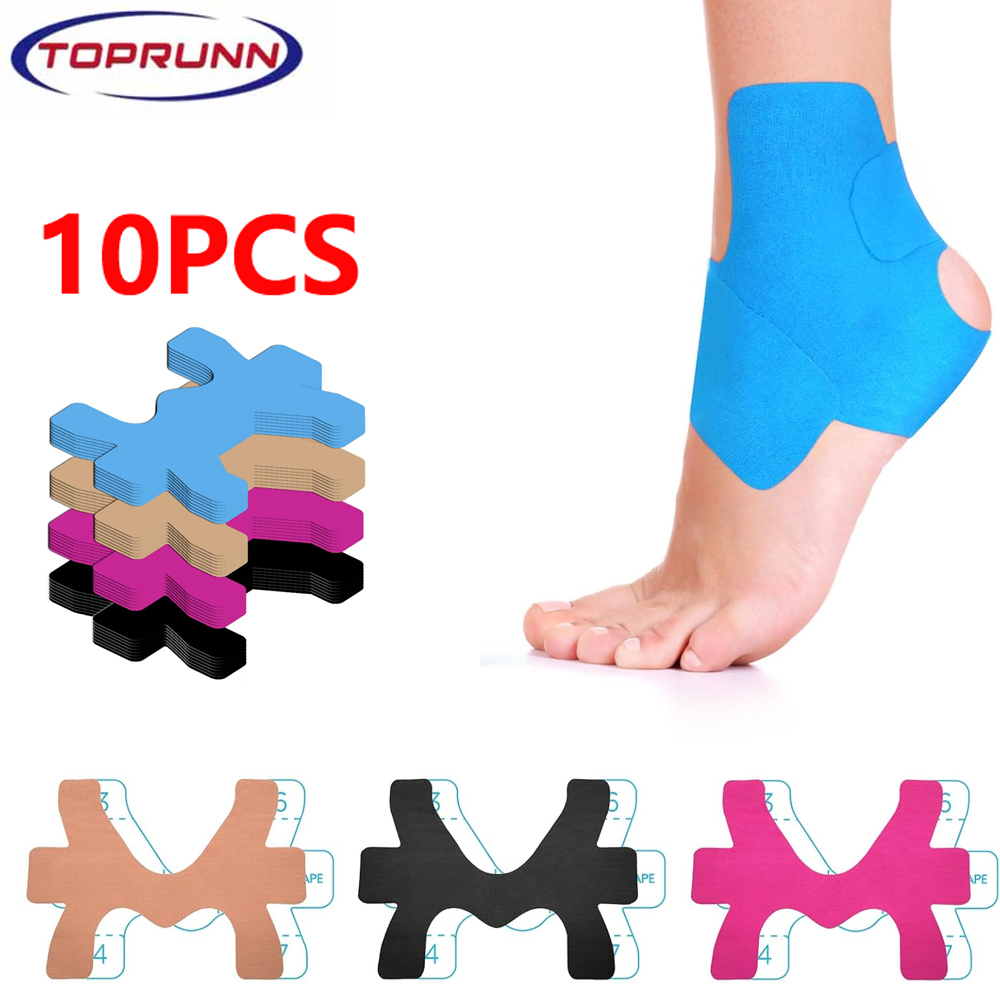 Precut Kinesiology Ankle Tape,10 Pcs,Pain Relief,Prevent Ankle Sprain,Provide Support for Ankle Ligament,Elastic Athletic Tape