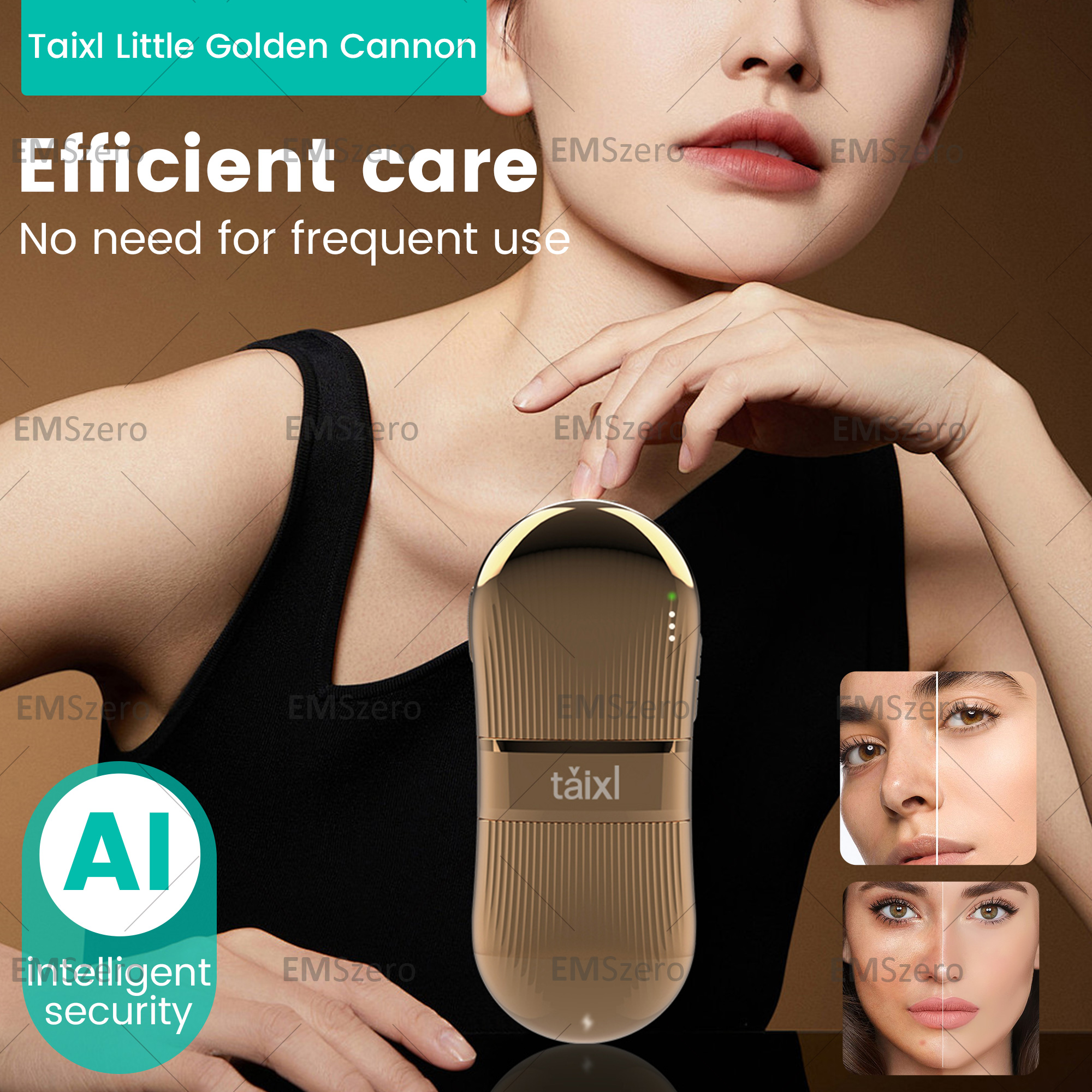 Taixl RF Small Gold Cannon Home Facial Beauty Ultrasonic Lifting Tightening Anti Aging Instrument Fades Fine Lines