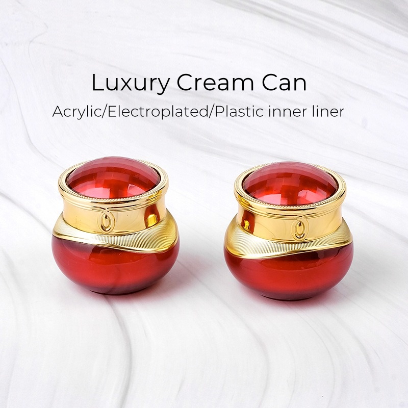 5Pcs 10g Crown Shaped Acrylic Cans Luxury Style Cosmetic Plastic Containers Cream Jars for Face Eye Cream Red Golden Wholesale