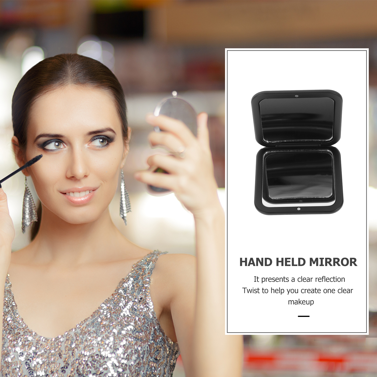 Folding Vanity Mirror X Magnification Travel Compact Mirrors Bulk for Touch-ups Portable Makeup with Resin Pocket Small