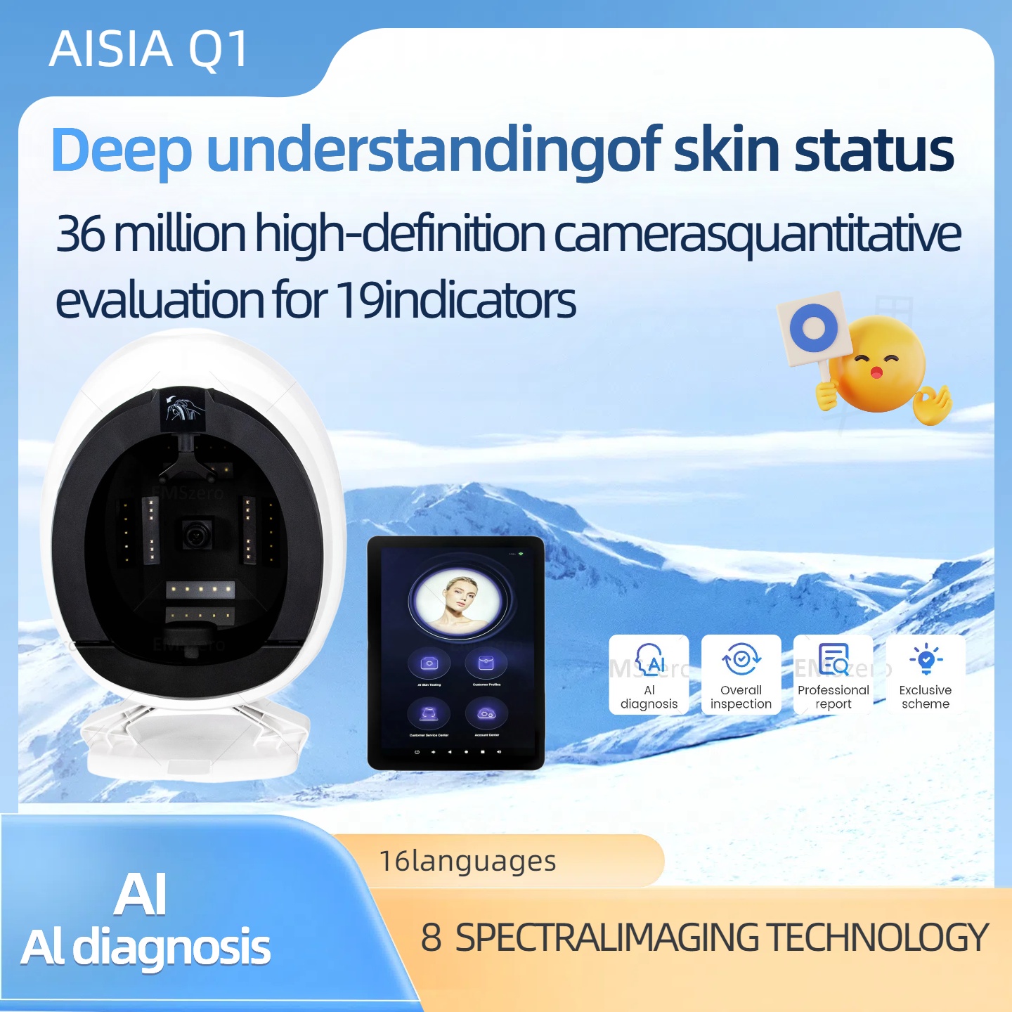 2025 Skin Analyzer AI Intelligent Image Instrument Detector Magic Mirror 3D Digital Facial Analysis Machine Product.