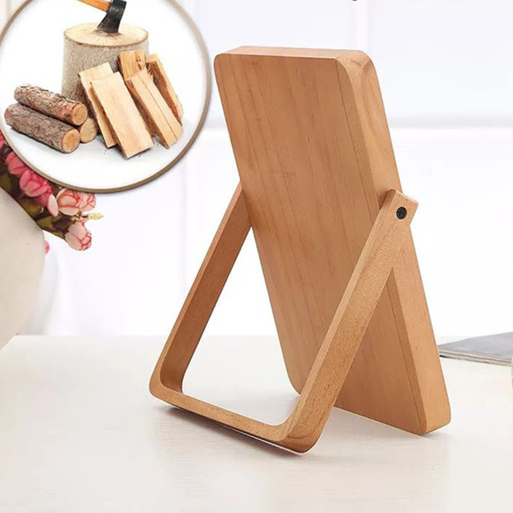 High Definition Mirror Square Light Vanity Desk Wooden Single-Sided Travel Durable Portable