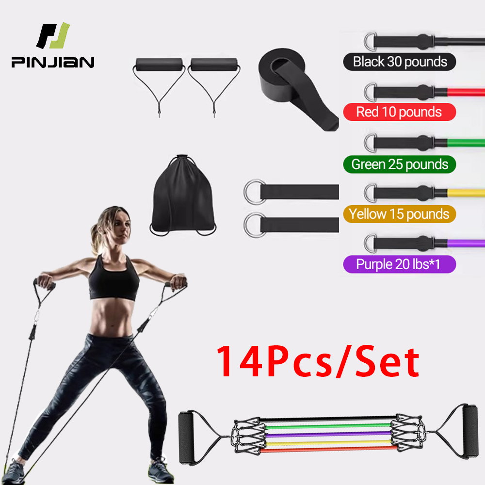 Multifunction Fitness Tension Rope Unisex Resistance Bands With Door Anchor Handles Carry Bag Legs Ankle Straps