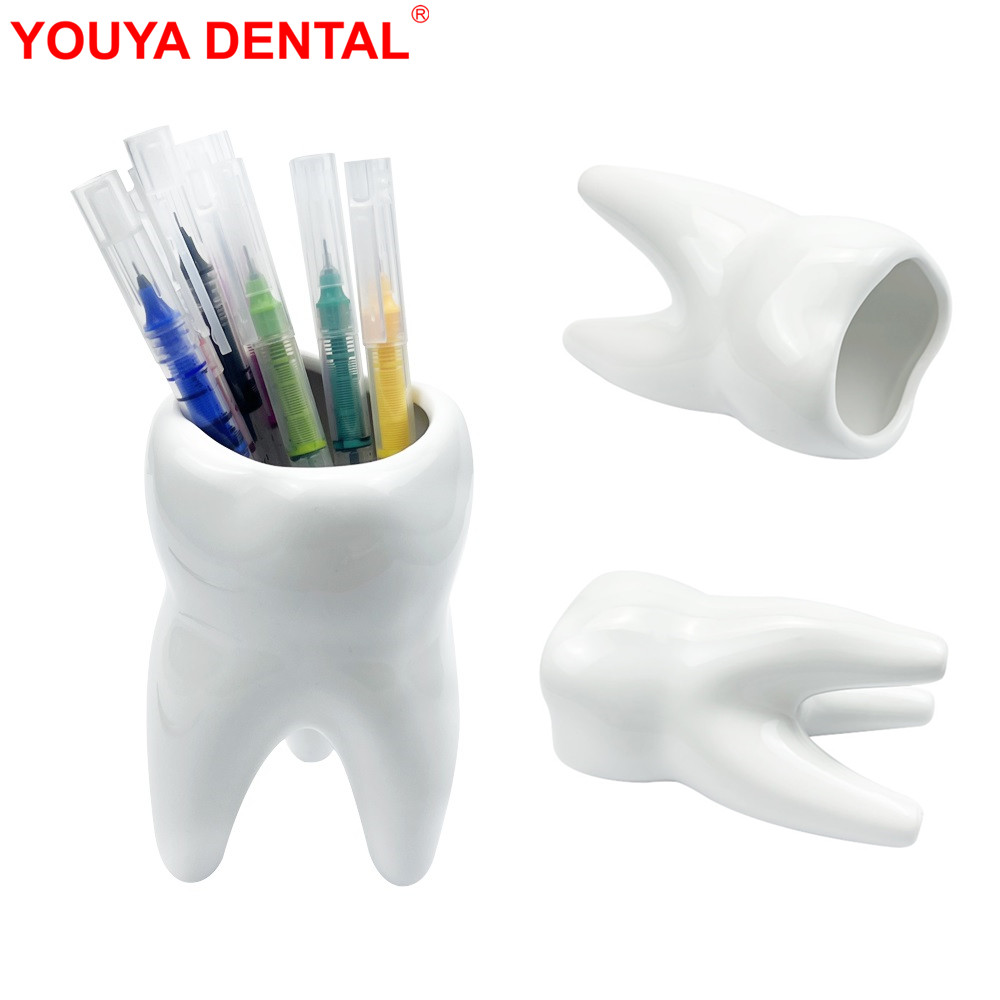 Ceramic Pen Container For Desk Office Tooth Shaped Pencil Pen Storage Organizer Holder Stand Creative Dentistry Clinic Gifts