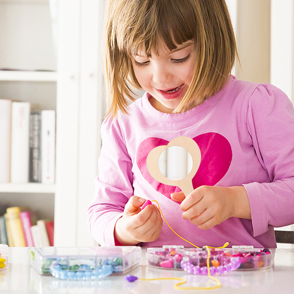 9 pcs Unfinished DIY Wooden Diy Wooden Mirror Kids Vanity Clay Handmade Craft Mold Travel Craft Mold Makeup Accessories