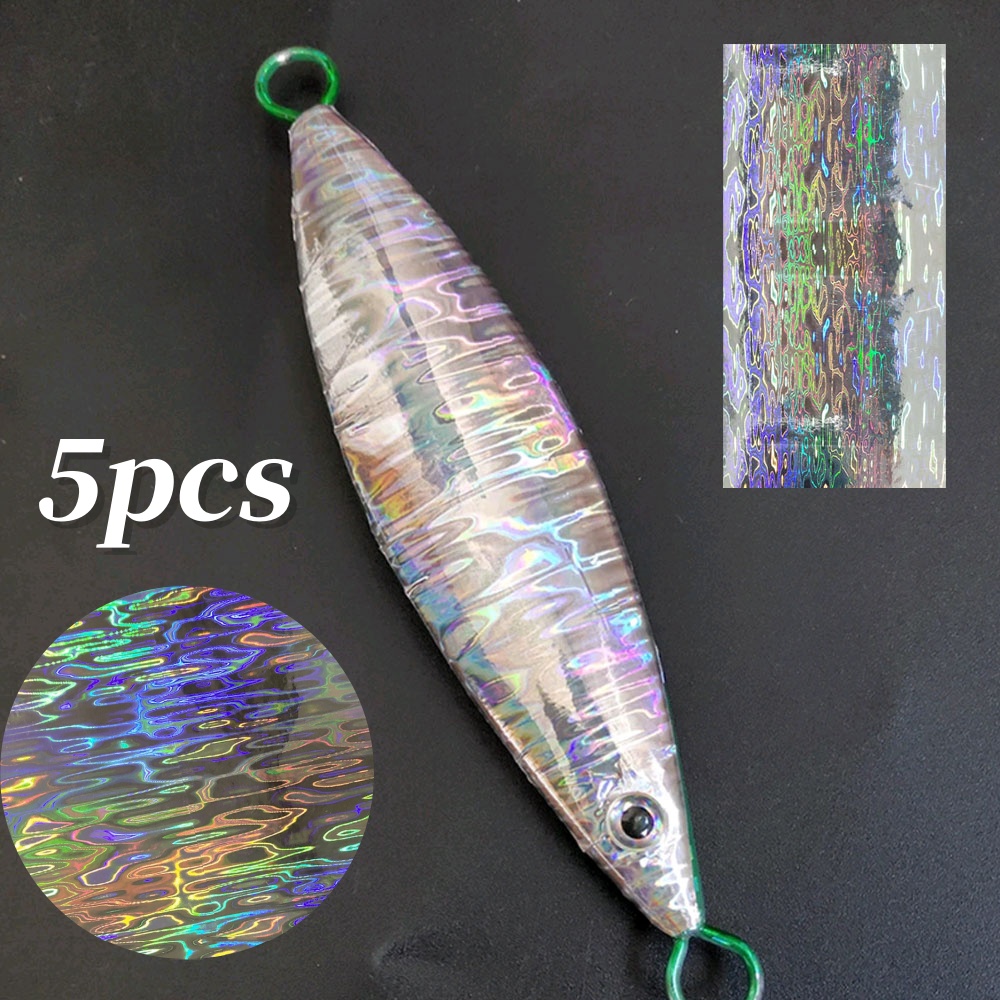 5Pcs/lot 10X20cm Fishing Hard Bait Sticker Holographic Adhesive Film Flash Type for Saltwater Fishing Lure Making Fishing Tools