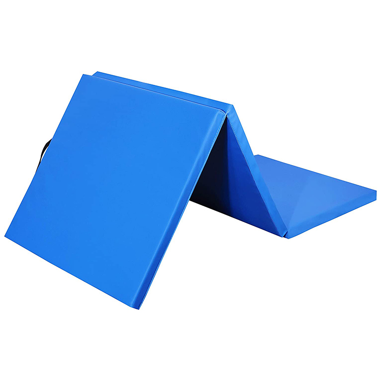 New 3-Piece Thick 6mm PU Gym Fitness Exercise Mat Folding Panel Gymnastics Mat with Custom Logo for Yoga Exercise