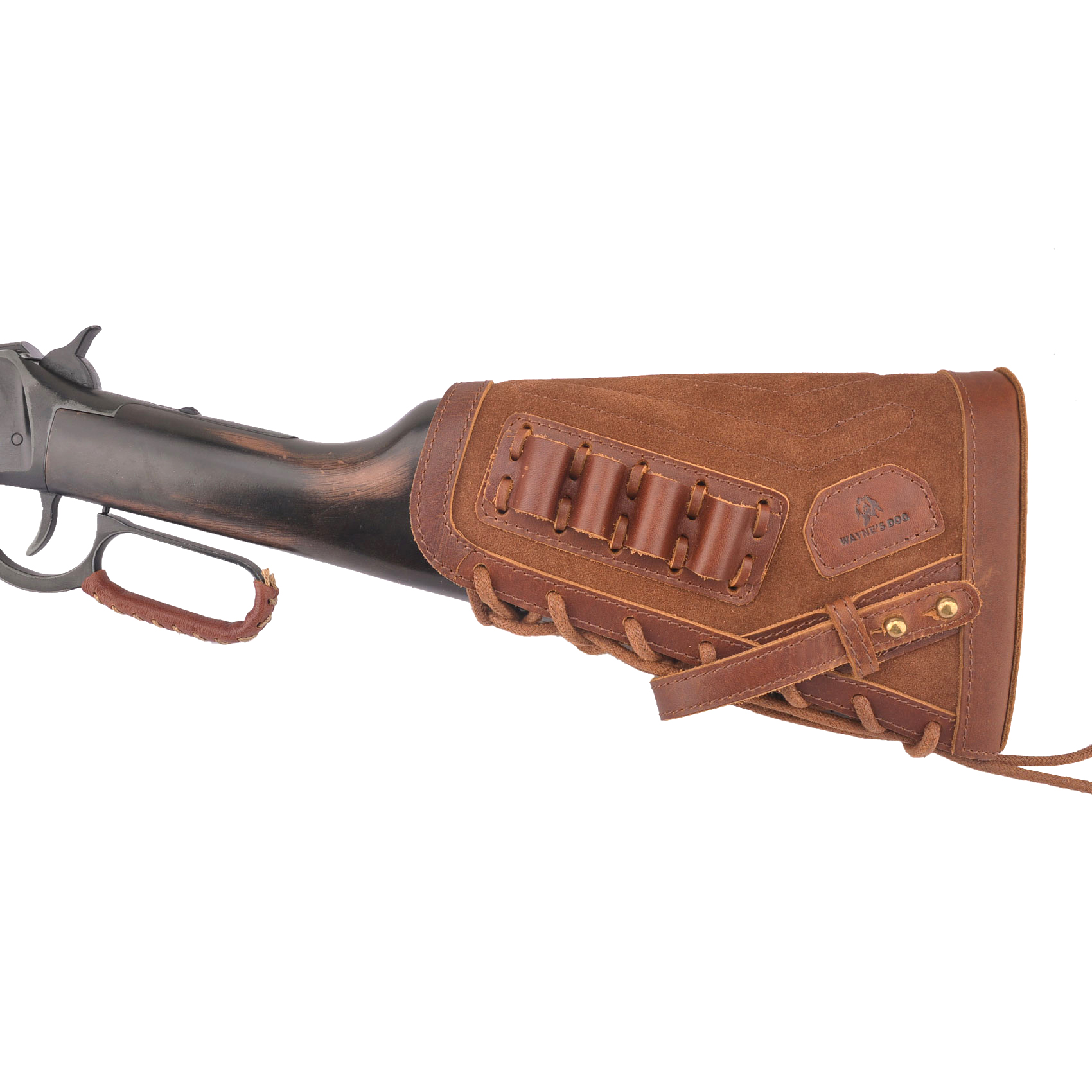 Left Handed No Drilling Leather Rifle Buttstock Gun Cartridges Shell Holder Covers For .357 .30-30 .308 .22lr .357 .44 .17hmr