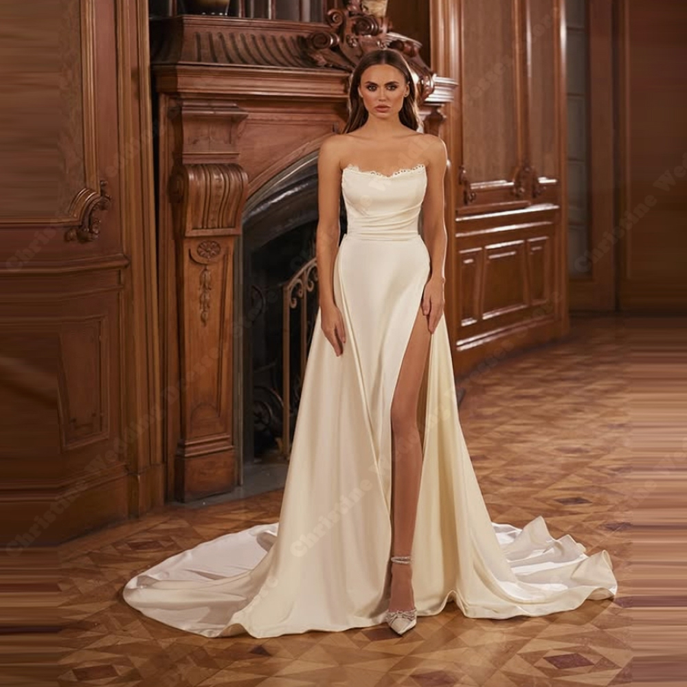 Sweetheart Collar Women Wedding Dresses Sexy Sleeveless Mermaid Bridal Gowns Floor Mopping Banquet Vestidos De Novia Customized