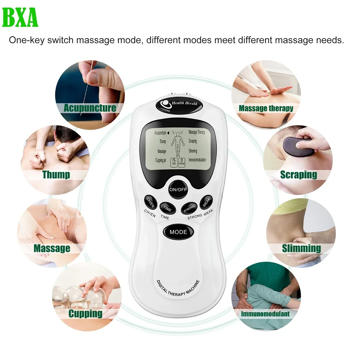 Multilingual 8-mode Electric Ems Tens Muscle Stimulator Ems Acupuncture Facial Body Massager Digital Therapy Pioneer Massage Too